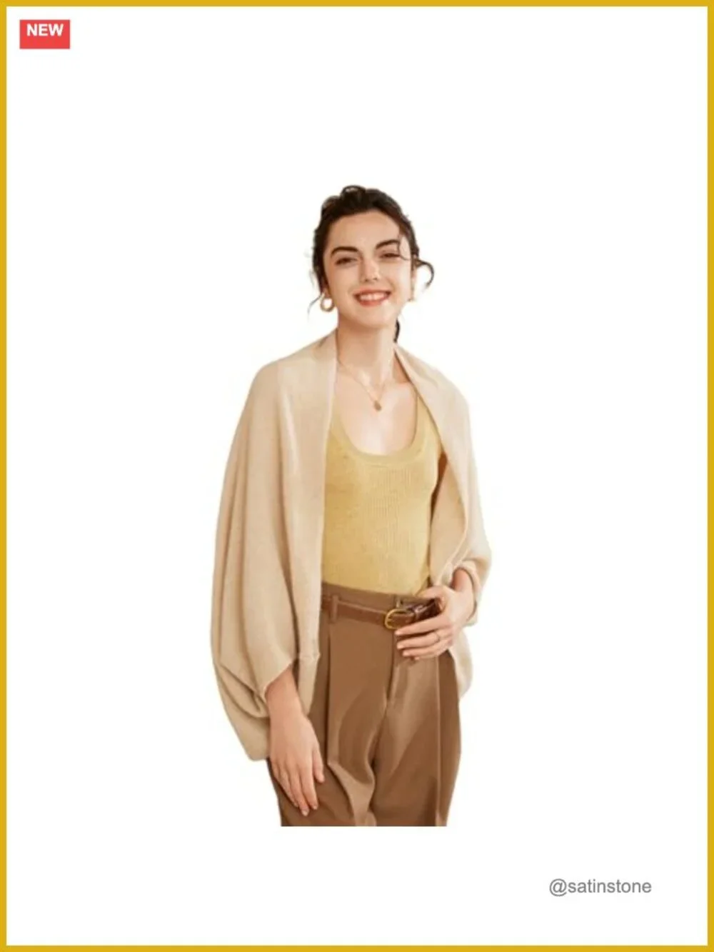 Wrap Sweater Shawl with Sleeves Poncho Pashmina Clips